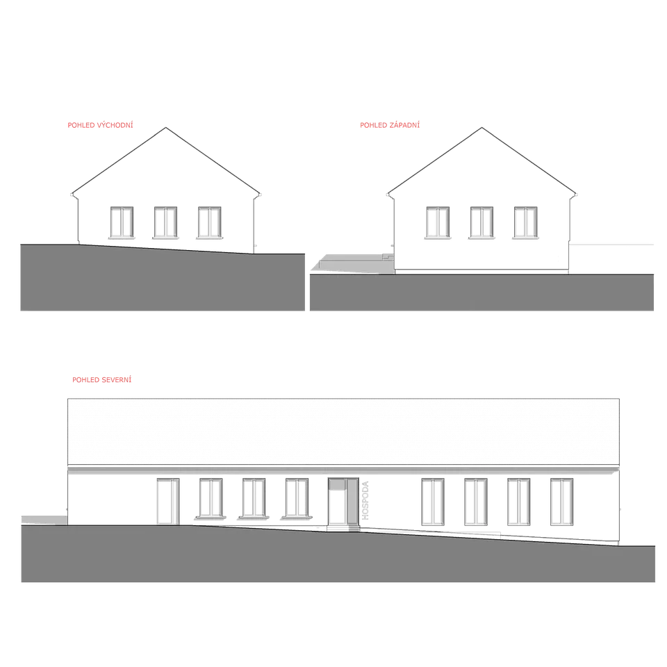 Obecní hospoda Hlupín – Varianta A – pohledy
