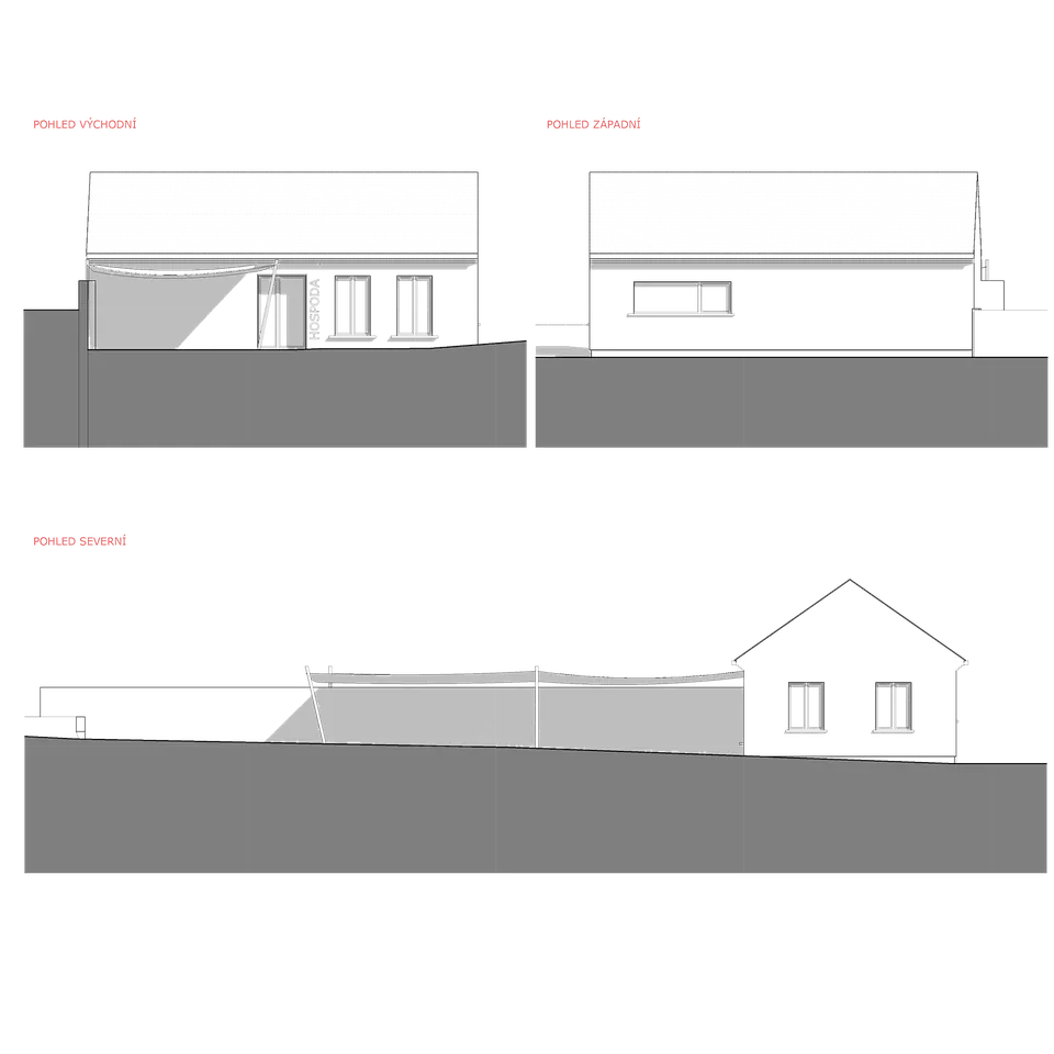 Obecní hospoda Hlupín – Varianta B – pohledy